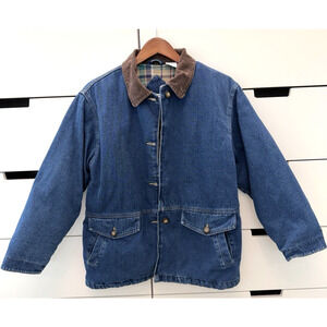 VTG Arizona Jean Co. Flannel Lined Jean Jacket Corduroy Collar - Girls Sz. 14.5